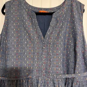 ModCloth Chambray Denim Dress Colorful Embroidered Dots Size 3X